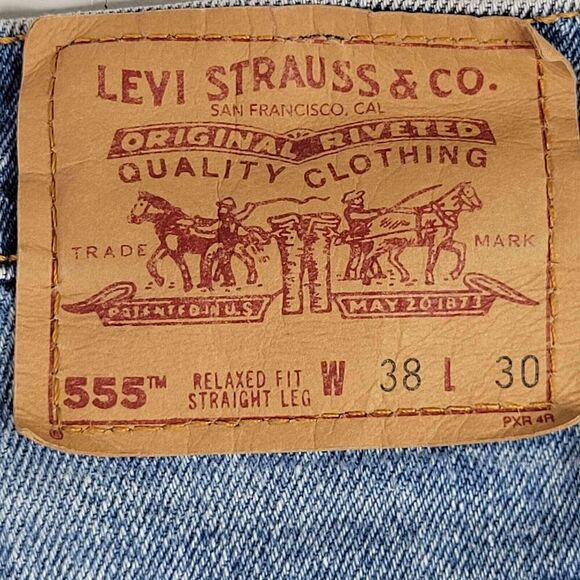 Levi's 555 Jeans Men's 38x30 Tall Blue Loose Fit Tapered Leg Y2K Zip Fly Cotton - Picture 8 of 10